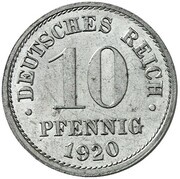 10 Pfennig - Wilhelm II type 2 - small shield - Pattern reverse image