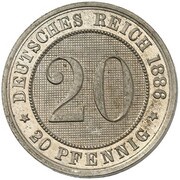 20 Pfennig - Wilhelm I Pattern, Germany, 1886 reverse image