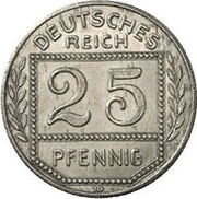25 Pfennig - Wilhelm II Pattern, Germany, 1908 reverse image