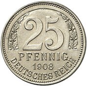 25 Pfennig - Wilhelm II Pattern reverse image