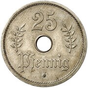 25 Pfennig - Wilhelm II Pattern, Germany, 1908 reverse image