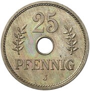 25 Pfennig - Wilhelm II Pattern, Germany, 1908 reverse image