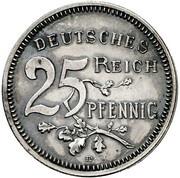 25 Pfennig - Wilhelm II Pattern, Germany, 1908 reverse image