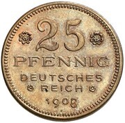 25 Pfennig - Wilhelm II Pattern, Germany, 1908 reverse image