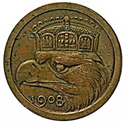 25 Pfennig - Wilhelm II Trial strike, Germany, 1908 reverse image