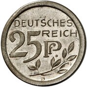 25 Pfennig - Wilhelm II Pattern, Germany, 1908 reverse image