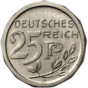25 Pfennig - Wilhelm II Pattern, Germany, 1908 reverse image