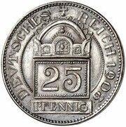 25 Pfennig - Wilhelm II Pattern reverse image