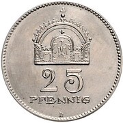 25 Pfennig - Wilhelm II Pattern, Germany, 1908 reverse image
