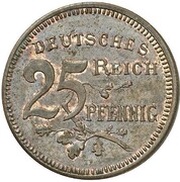 25 Pfennig - Wilhelm II Pattern, Germany, 1908 reverse image