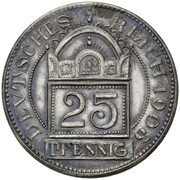 25 Pfennig - Wilhelm II Pattern, Germany, 1908 reverse image