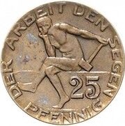 25 Pfennig - Wilhelm II Pattern, Germany, 1909 reverse image