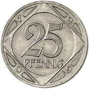 25 Pfennig - Wilhelm II Pattern, Germany, 1909 reverse image