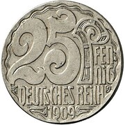 25 Pfennig - Wilhelm II Pattern reverse image