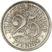 25 Pfennig - Wilhelm II Pattern, Germany, 1909 reverse image