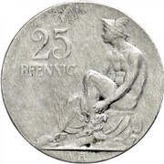 25 Pfennig - Wilhelm II Pattern, Germany, 1909 reverse image