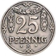 25 Pfennig - Wilhelm II Pattern, Germany, 1909 reverse image