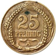25 Pfennig - Wilhelm II Pattern, Germany, 1909 reverse image