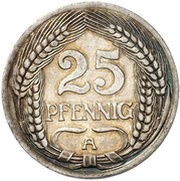 25 Pfennig - Wilhelm II Pattern, Germany, 1909-1912 reverse image