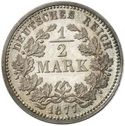 ½ Mark - Wilhelm I Pattern, Germany, 1877 reverse image