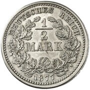 ½ Mark - Wilhelm I Pattern reverse image