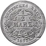 ½ Mark - Wilhelm I Pattern reverse image
