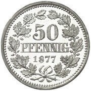 50 Pfennig - Wilhelm I Pattern, Germany, 1877 reverse image
