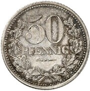 50 Pfennig - Wilhelm I Pattern, Germany, 1877 reverse image