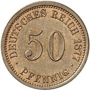 50 Pfennig - Wilhelm I type 1 - large shield - Pattern reverse image