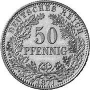 50 Pfennig - Wilhelm I type 1 - large shield - Pattern, Germany, 1877 reverse image
