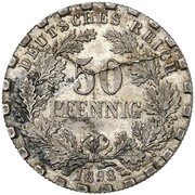 50 Pfennig - Wilhelm II type 2 - small shield - Pattern, Germany, 1898 reverse image