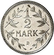 ½ Mark - Wilhelm II type 2 - small shield - Pattern, Germany, 1901 reverse image