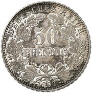50 Pfennig - Wilhelm II type 2 - small shield - Pattern, Germany, 1901 reverse image