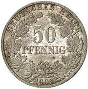 50 Pfennig - Wilhelm II type 2 - small shield - Pattern, Germany, 1902 reverse image