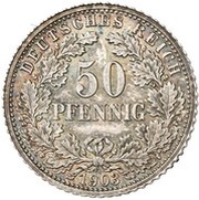 50 Pfennig - Wilhelm II type 2 - small shield - Pattern reverse image