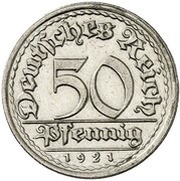 50 Pfennig Pattern, Germany, 1921 reverse image