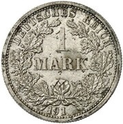 1 Mark - Wilhelm II type 2 - small shield - Pattern, Germany, 1910-1916 reverse image