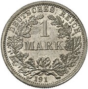 1 Mark - Wilhelm II type 2 - small shield - Pattern, Germany, 1910-1916 reverse image