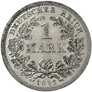 1 Mark - Wilhelm II type 2 - small shield - Pattern reverse image