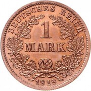 1 Mark - Wilhelm II type 2 - small shield - Pattern, Germany, 1919 reverse image