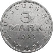 3 Mark, Germany, 1922 reverse image