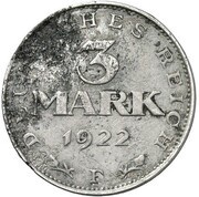 3 Mark Pattern, Germany, 1922 reverse image
