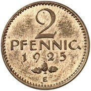 2 Pfennig Pattern, Germany, 1925 reverse image