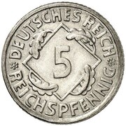 5 Reichspfennig Pattern, Germany, 1925 reverse image