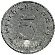 5 Reichspfennig Allied Occupation - Pattern reverse image