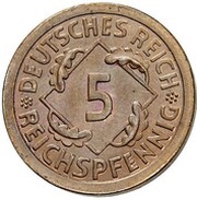 5 Reichspfennig Allied Occupation - Pattern, Germany, 1947 reverse image