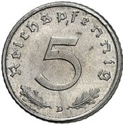 5 Reichspfennig Allied Occupation - Pattern reverse image