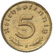 5 Reichspfennig Allied Occupation - Pattern reverse image