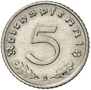 5 Reichspfennig Allied Occupation - Pattern reverse image