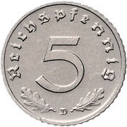 5 Reichspfennig Allied Occupation - Pattern, Germany, 1947 reverse image